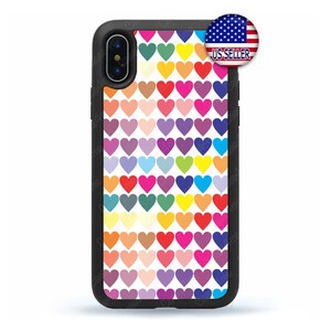 Colorful Rainbow Hearts Phone Case Gay Pride Love LGTB iPhone 16 15 14 13 12 Max Mini pro Max 11 Plus X Max, iPod Touch 7 6