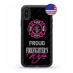 Firefighter Fireman Proud Wife Pink Hard Rubber   Case Cover for iPhone 16 15 14 13 12 Max Mini pro Max 11 Plus X Max, iPod Touch 7 6
