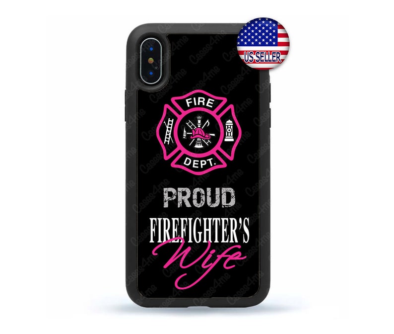 Firefighter Fireman Proud Wife Pink Hard Rubber   Case Cover for iPhone 13 Max 12 Mini 11 Pro XR 8 7  Plus X  Max SE, iPod Touch 7 6 