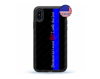 Police Wife Mom Girlfriend Thin Blue Line Love Phone Case Cover for iPhone 17 16 15 14 13 Max Mini pro Max 12 Plus X Max, iPod Touch 7 6