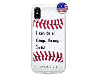 Baseball iPhone,Bible Verse Quote Case Cover,Baseball Gift, iPhone 17 16 15 14 13 Max Mini pro Max 12 Plus X Max, iPod Touch 7 6