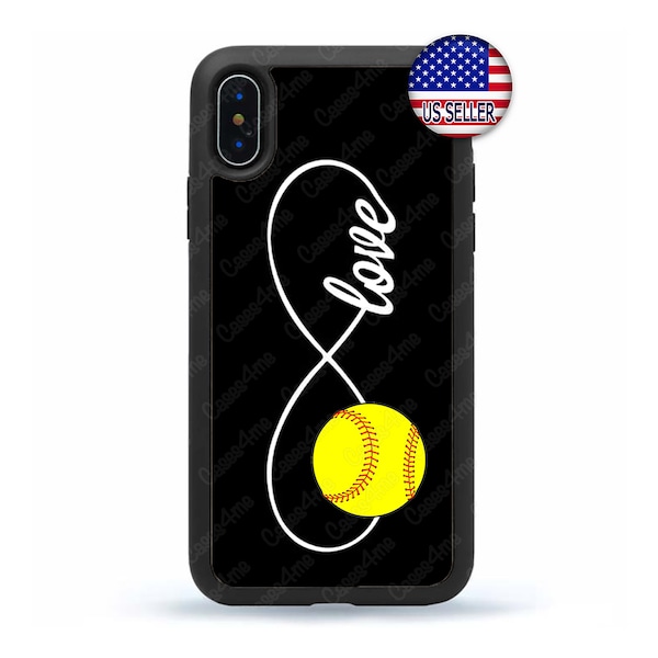 Infinity Softball Forever Love Hard Rubber TPU Slim Case Cover for iPhone 15 14 13 12 Max Mini pro Max 11 XR Plus X Max SE, iPod Touch 7 6