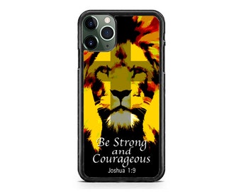 Cross Christian Bible Verse Lion Hard Rubber Case Cover for iPhone 17 16 15 14 13 Max Mini pro Max 12 Plus X Max, iPod Touch 7 6