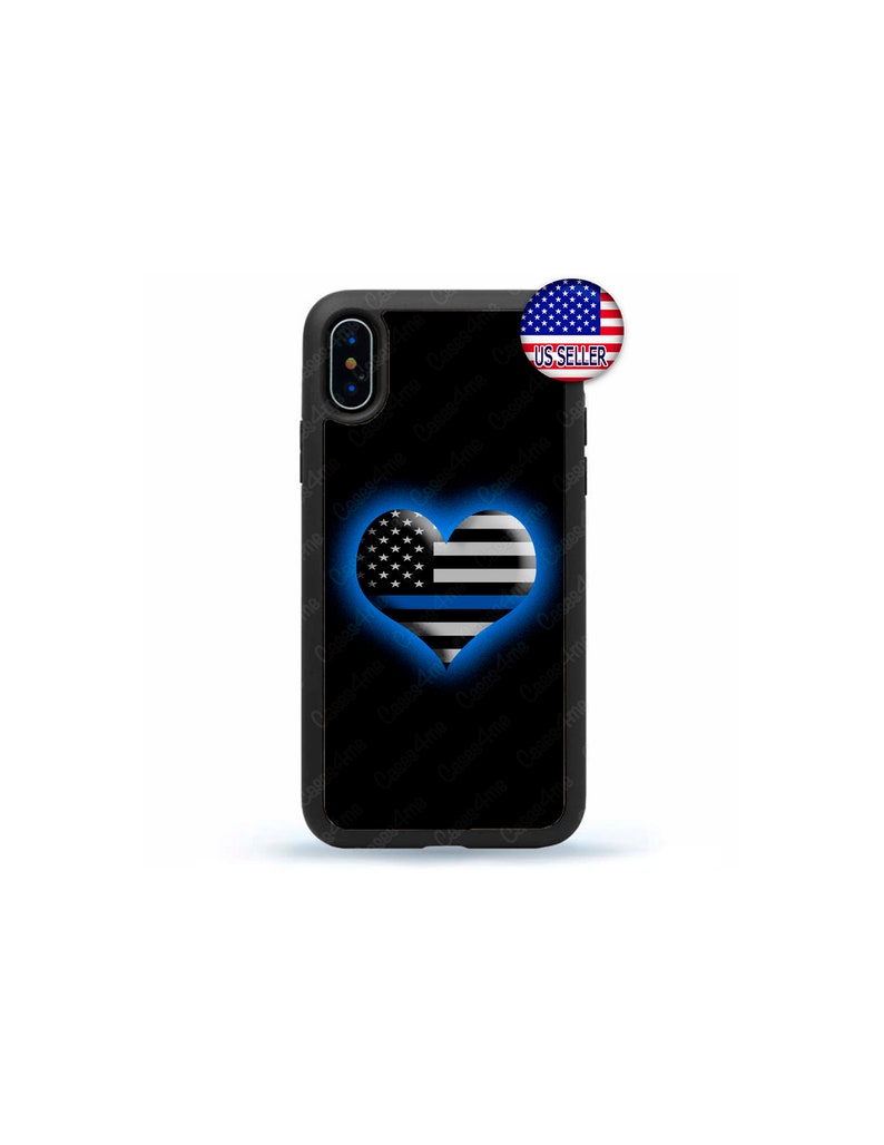 Thin Blue Line Police Wife Mom Girlfriend, Heart Case Cover for iPhone 13 Max 12 Mini 11 Pro XR 8 7  Plus X  Max SE, iPod Touch 7 6 