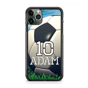 Soccer, Personalized Name Number Soccer Case,Football Phone Case, iPhone 16 15 14 13 12 Max Mini pro Max 11 Plus X Max, iPod Touch 7 6