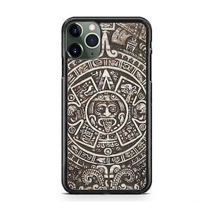 Azteken-Kalender Mayan Muster Tribal Hartgummi TPU Fall-Abdeckung für iPhone 16 15 14 13 12 Max Mini pro Max 11 Plus X Max, iPod Touch 7 6