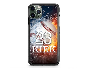 Funda delgada personalizada con número y nombre de béisbol para iPhone 17, 16, 15, 14, 13 Max, Mini, Pro Max, 12 Plus, X Max, iPod Touch 7 y 6