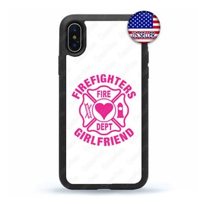 Firefighter Fireman Proud Girlfriend Logo Hard Rubber Case Cover for iPhone 16 15 14 13 12 Max Mini pro Max 11 Plus X Max, iPod Touch 7 6
