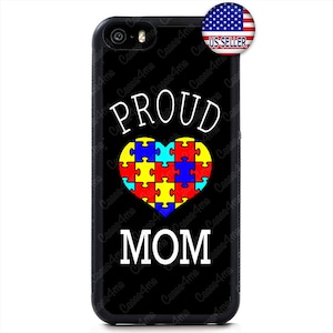 Autism Support Proud Mom Rubber Hard Rubber Case Cover For iPhone 16 15 14 13 12 Max Mini pro Max 11 Plus X Max, iPod Touch 7 6
