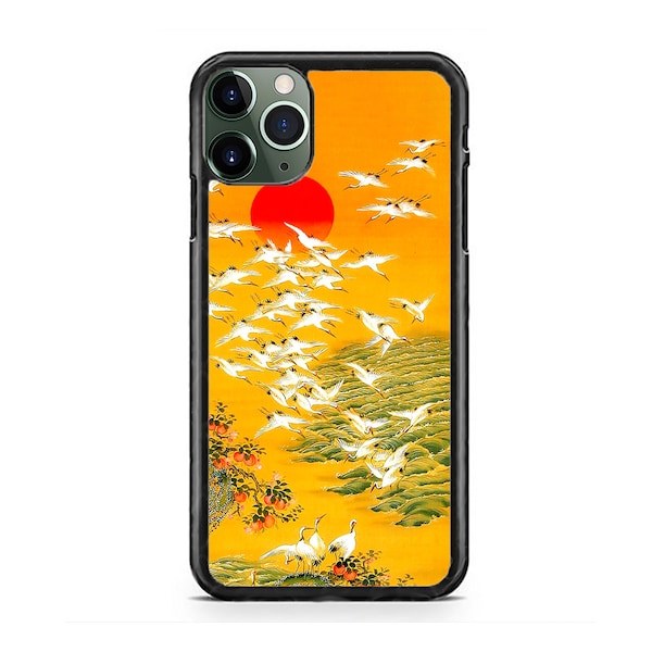Japan Art Swan Summer Sun Fancy Hard Rubber TPU Slim Case Cover for iPhone 15 14 13 12 Max Mini pro Max 11 XR Plus X Max SE, iPod Touch 7 6