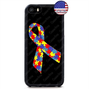 Support Autism Awareness Ribbon Slim Hard Rubber Case Cover For iPhone 16 15 14 13 12 Max Mini pro Max 11 Plus X Max, iPod Touch 7 6