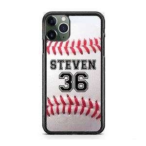 Personalisierte Nummer und Name Baseball Custom schlanke Hülle für iPhone 16 15 14 13 12 Max Mini pro Max 11 Plus X Max, iPod Touch 7 6