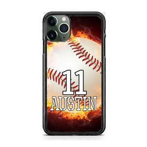 Baseball Personalisierte Name und Nummer Benutzerdefinierte schlanke Hülle für iPhone 16 15 14 13 12 Max Mini pro Max 11 Plus X Max, iPod Touch 7 6