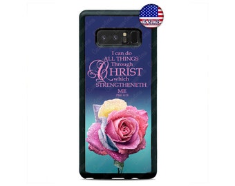 Christian Bible Verse Rose Hard Rubber  Slim Case Cover for Samsung Galaxy s23 ultra s22 s21 plus ultra fe s20 + NOTE20 Google Pixel