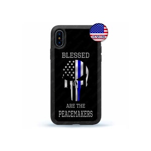 Thin Blue Line Flag Police Blessed Hard Rubber TPU Case Cover for iPhone 16 15 14 13 12 Max Mini pro Max 11 Plus X Max, iPod Touch 7 6