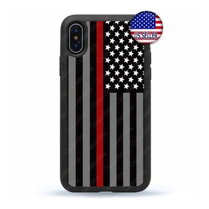 Firefighter Thin Red Line Fire Rescue Hard Rubber Case Cover for iPhone 16 15 14 13 12 Max Mini pro Max 11 Plus X Max, iPod Touch 7 6