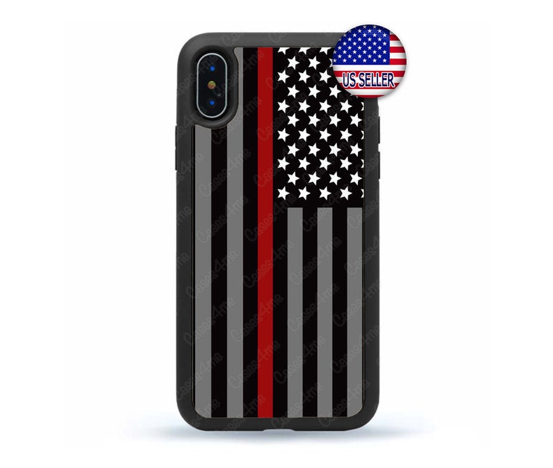 Firefighter Thin Red Line Fire Rescue Hard Rubber Case Cover for iPhone 13 Max 12 Mini 11 Pro XR 8 7  Plus X  Max SE, iPod Touch 7 6 