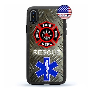 Firefighter Paramedic Fire Rescue Hard Rubber  Case Cover for iPhone 16 15 14 13 12 Max Mini pro Max 11 Plus X Max, iPod Touch 7 6
