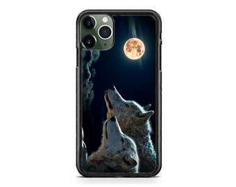 Wolf Moon Dog Wild Animal Design Hard Rubber TPU Slim Case Cover for iPhone 17 16 15 14 13 Max Mini pro Max 12 Plus X Max, iPod Touch 7 6