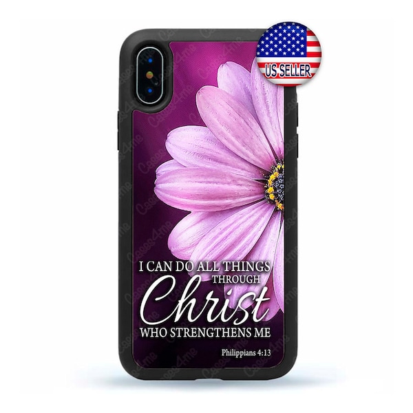 Christian Quotes Bible Verse Flowers Hard Rubber TPU Case Cover for iPhone 15 14 13 12 Max Mini pro Max 11 XR Plus X Max SE, iPod Touch 7 6