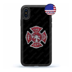 Firefighter Fire dept. Fireman Logo Hard Rubber Case Cover for iPhone 16 15 14 13 12 Max Mini pro Max 11 Plus X Max, iPod Touch 7 6