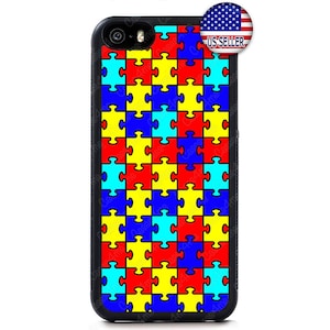 Autism Support Puzzle Rubber Hard Rubber Case Cover For iPhone 16 15 14 13 12 Max Mini pro Max 11 Plus X Max, iPod Touch 7 6 New