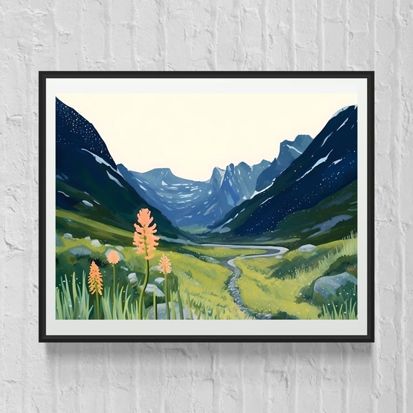 Set of 3 Colorful Mountain Prints | Digital Download | Whimsical Mountain Art | 16x12 Wall Art | Mountain Home Decor | Alpine Scenes