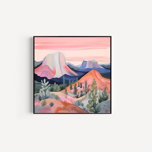 Colorful Mountain Modern Print | Digital Download | Whimsical Mountain Art | Square Wall Art | Mountain Home Decor