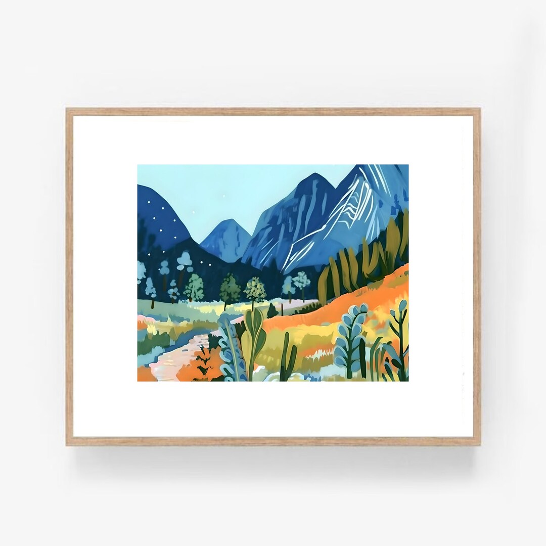 Colorful Mountain Landscape | Digital Download | Whimsical Mountain Art ...