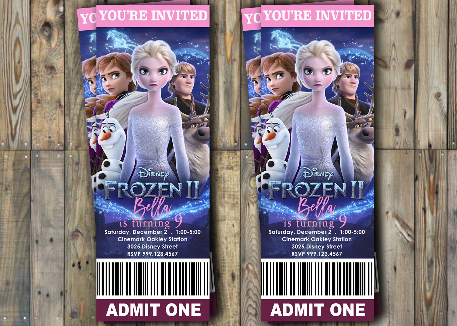 Frozen 2 Movie Ticket Invitation Etsy