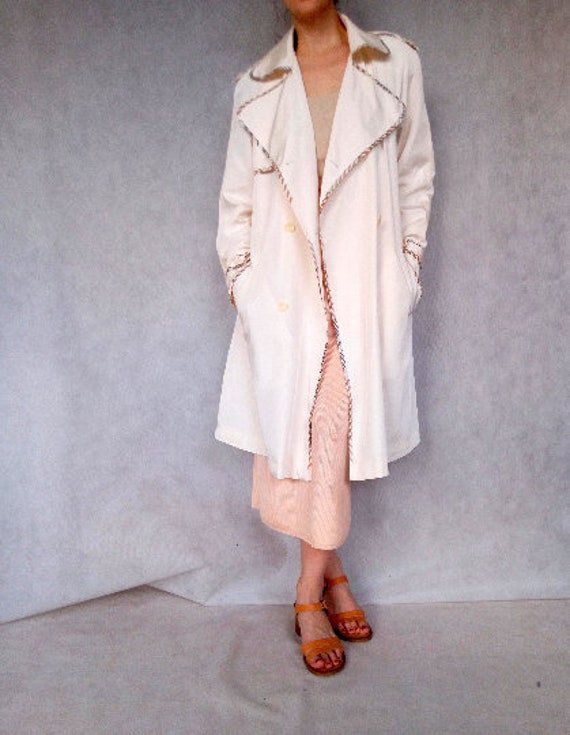 Gabardina vintage crema abrigo Voglia impermeable de tamaño | Etsy México