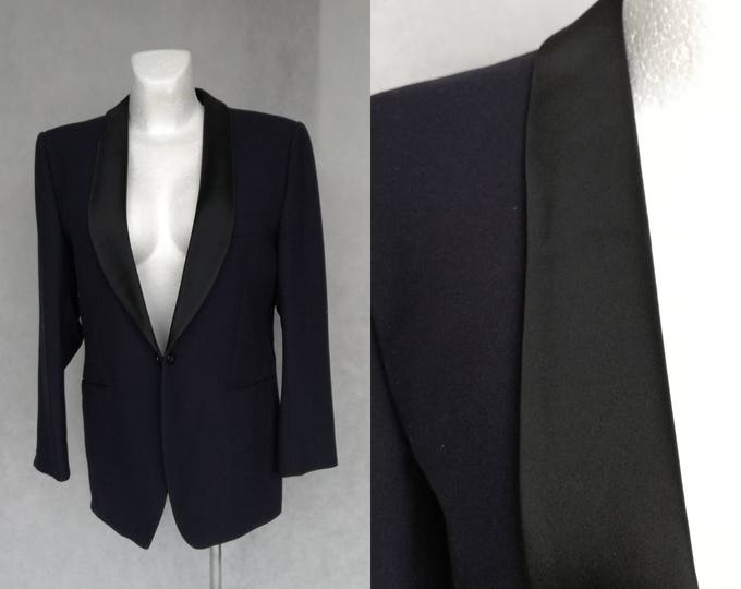 Vintage Tuxedo Jacket, Blue Tuxedo Jacket, Navy Blue Jacket, Evening