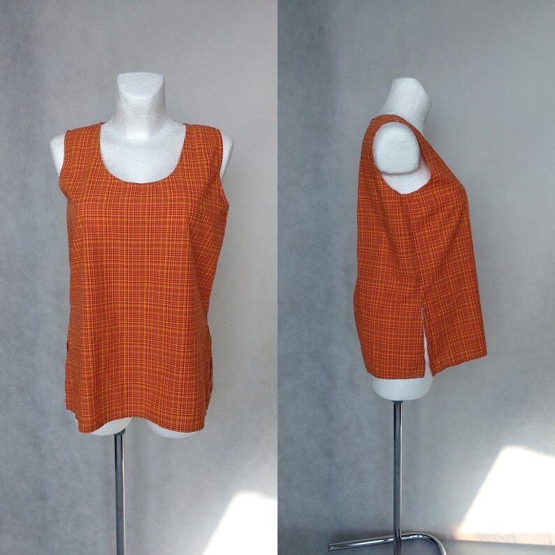 Vintage Orange Top 80s Maternity Blouse Sleeveless Top Medium Vest Top Pregnancy Blouse Loose Vest Top Retro Viscose Top