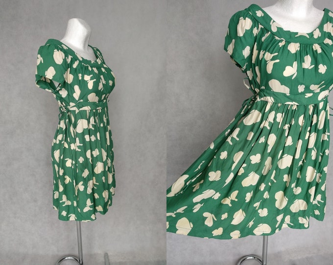 Vintage Green Dress Green Butterfly Dress Large Size Dress Etsy