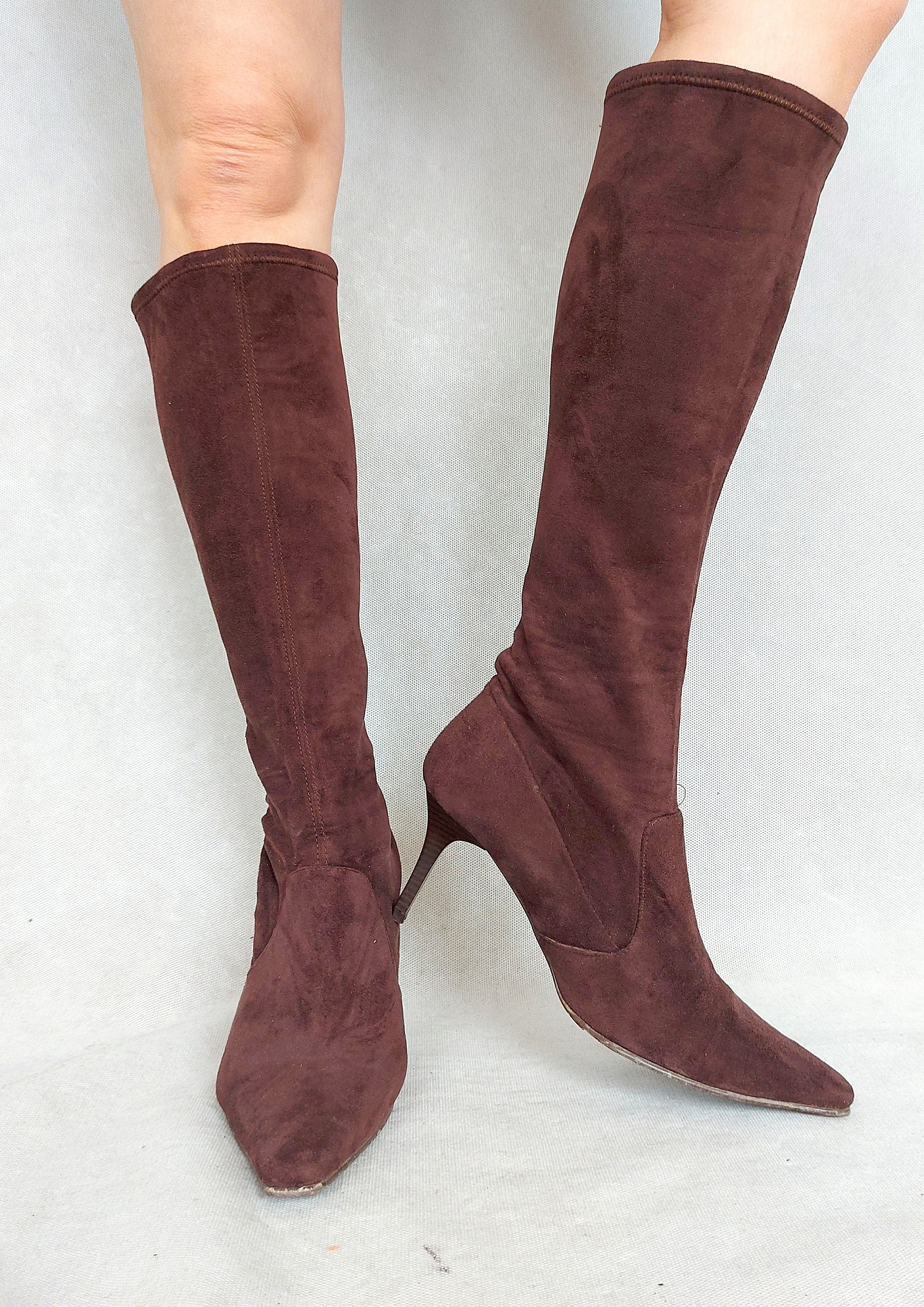 Vintage Brown Tall Sock Boots EUR 39 UK 6 US 8.5 Etsy UK