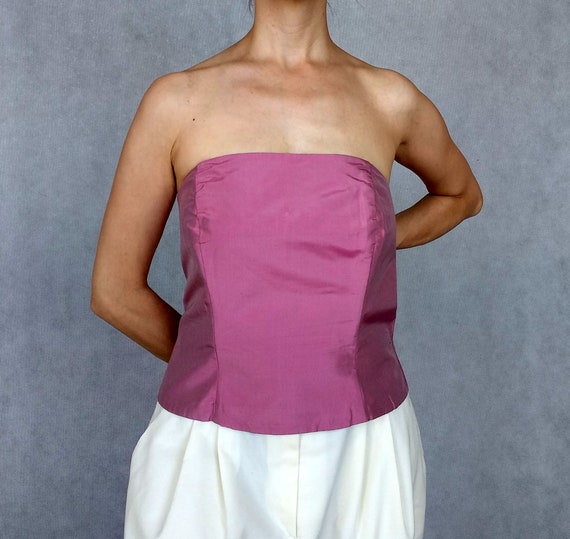 Vintage Corset Top, Vera Mont Corset, Lilac Strapl
