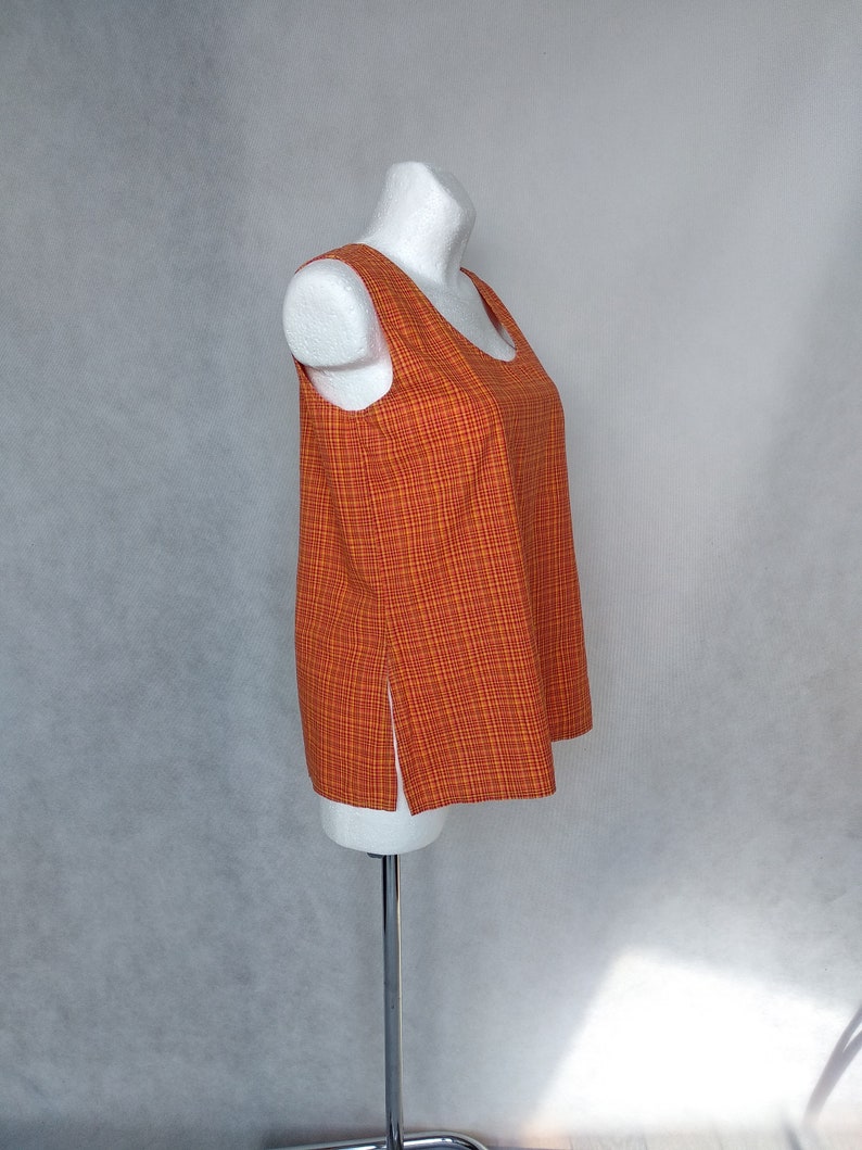 Vintage Orange Top 80s Maternity Blouse Sleeveless Top Medium Vest Top Pregnancy Blouse Loose Vest Top Retro Viscose Top