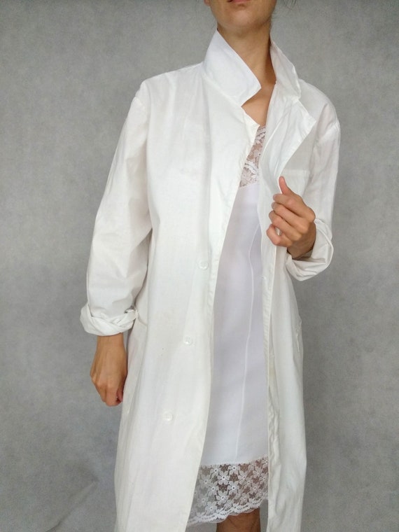 Vintage Cream Lab Chore Jacket, Soviet Utility Coa
