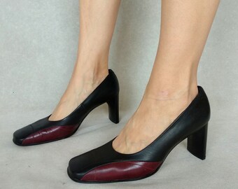 Vintage zwart en paarse leren pumps schoenen met hakken hogl - Etsy  Nederland