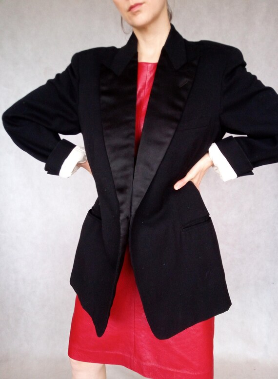 Vintage Tuxedo Jacket, Black Tuxedo Jacket, Large