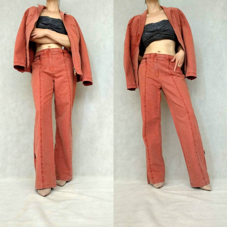 red two piece pant suit
