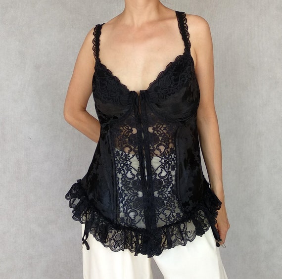 Vintage Corset Top, Intimate Attitudes Corset, Bla