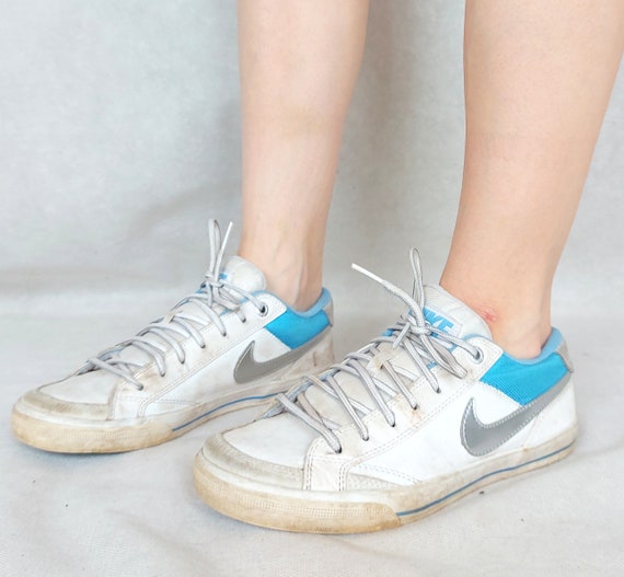 Vintage Nike Sneakers White Blue Nikes Lace up Shoes Retro - Etsy Australia