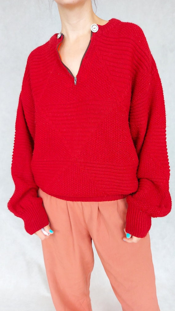 Vintage jaren '70 wol gebreide trui met ritssluiting Kleding Dameskleding Sweaters Vesten 