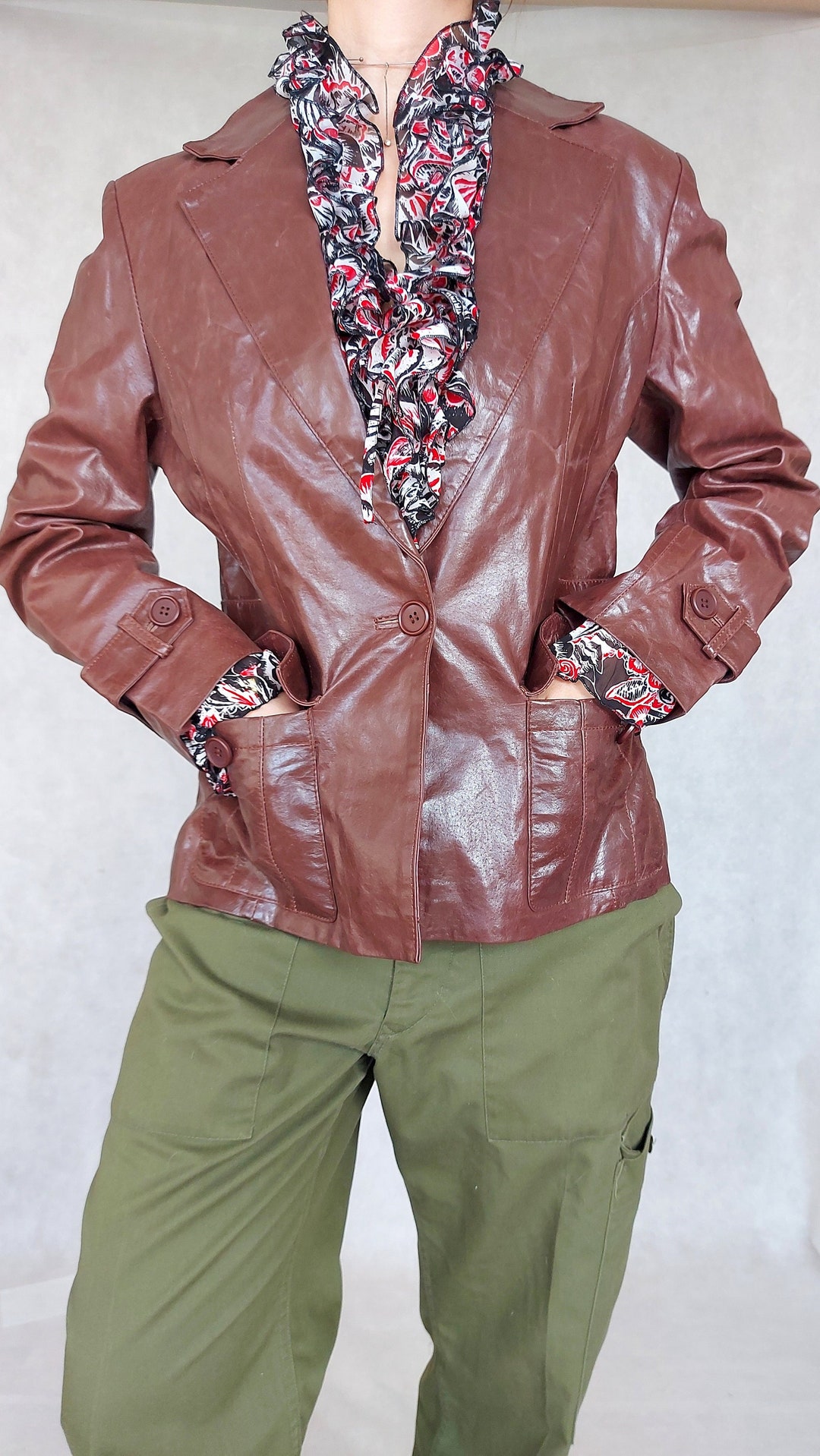 Vintage Brown Jacket 90s Leather Jacket Medium Size Jacket - Etsy