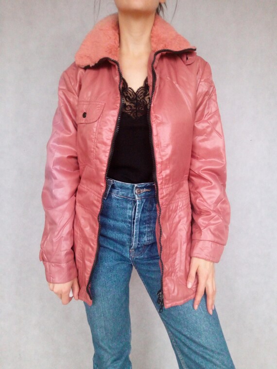 Vintage 1980s Pink Winter Parka, 80s Puffer Jacket