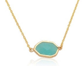 Aquamarine 18K gold necklace, Aqua crystal necklace, Aquamarine birthstone jewelry, Aquamarine bridal jewellery, Birthstone necklace for mom