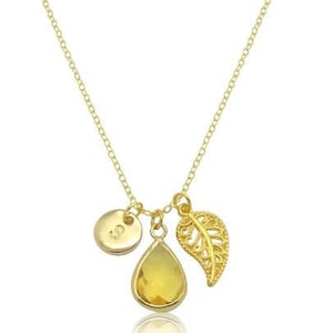 Citrine Teardrop Pendant Necklace, Citrine Birthstone Necklace, November Birthstone Gold Necklace, Birthday Gifts For Her