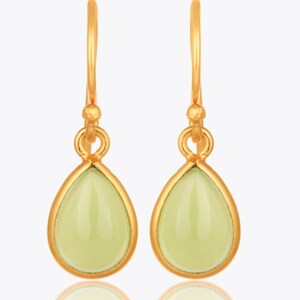 Olivine Green Onyx Teardrops Earrings, Dainty Gold Earrings, Birthday Gift For Mother, Gift for her, Christmas presents for her