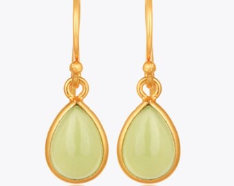 Olivine Green Onyx Teardrops Earrings, Dainty Gold Earrings, Birthday Gift For Mother, Gift for her, Christmas presents for her